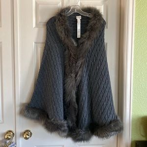 Chicos fur-lined wrap, one size